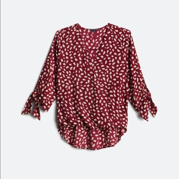 West Kei Allan Surplice Tie Sleeve High Low Blouse - Picture 6 of 6